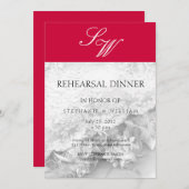 レッドモノグラムリハーサルディナーカード 招待状 (正面/裏面)
