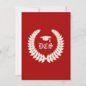 レッドモノグラムローレルクラシックカレッジ卒業 招待状 (裏面)