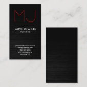 レッドモノグラム垂直エレガントグレーの名刺 名刺 (正面/裏面)