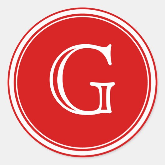 レッドモノグラム封筒用シールメッセージカード ラウンドシール (正面)