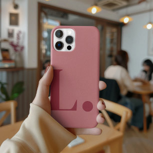 レッドモノグラム文字シンプルカラーミニマルスタイル iPhone 15 PROケース
