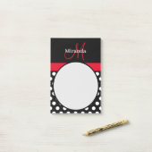 レッドモノグラム白黒水玉模様ポストイットノート ポストイット (デスク上)