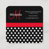 レッドモノグラム白黒水玉模様 スクエア名刺 (裏面)