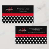 レッドモノグラム白黒水玉模様 名刺 (正面/裏面)