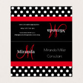 レッドモノグラム白黒水玉模様 名刺 (外部フラット)