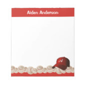 レッドモノグラム野球帽メモ帳 ノートパッド (正面)