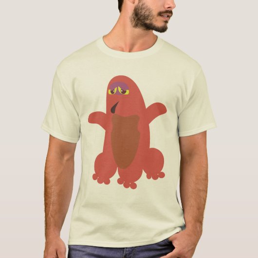 レッドモンスターおもしろいおっちょこちょいのキャラクターアート Tシャツ (正面)