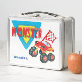 レッドモンスタートラックパーソナライズされたキッズ メタルランチボックス (インサイチュ)