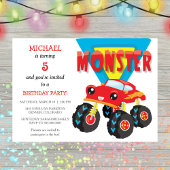 レッドモンスタートラック誕生日パーティーの招待状 招待状