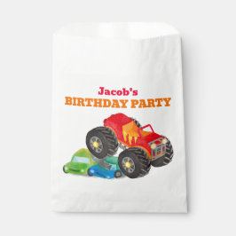 レッドモンスタートラック誕生日パーティー水色 フェイバーバッグ