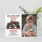 レッドモンスタートラック誕生日招待状写真 招待状 (スタンド正面)