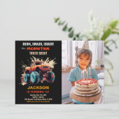 レッドモンスタートラック誕生日招待状写真 招待状 (スタンド正面)