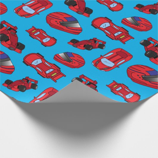 レッドモータースポーツレーシングカーボーイズ誕生日 ラッピングペーパー (角)