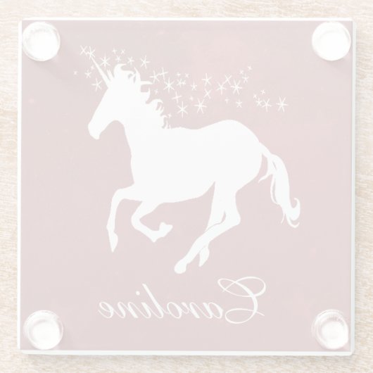 レッドユニコーンパーソナライズされたガラスコースター ガラスコースター (裏面)
