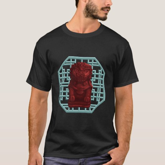 レッドライオンドッグピクセルアート Tシャツ (正面)