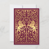 レッドライオ王室のン中世金ゴールド結婚式招待状 招待状 (裏面)