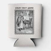 レッドライディングフードインフォレストフラワーズウルフ白黒 缶クーラー (正面)