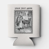 レッドライディングフードインフォレストフラワーズウルフ白黒 缶クーラー (裏面)