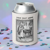 レッドライディングフードインフォレストフラワーズウルフ白黒 缶クーラー