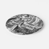 レッドライディングフードウルフウッド誕生日白黒 ペーパープレート (アングル)