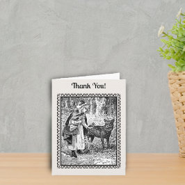 レッドライディングフードウルフオウルズアンダーツリーズ白黒 サンキューカード