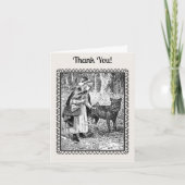 レッドライディングフードウルフオウルズアンダーツリーズ白黒 サンキューカード (正面)