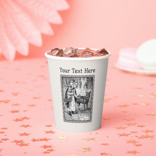 レッドライディングフードウルフスケッチフォレストブラックフレーム 紙コップ (インサイチュ)