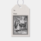 レッドライディングフードウルフ白黒スケッチ枠 ギフトタグ (正面)