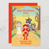 レッドライディングフードガールバースデーパーティー サンキューカード (正面/裏面)