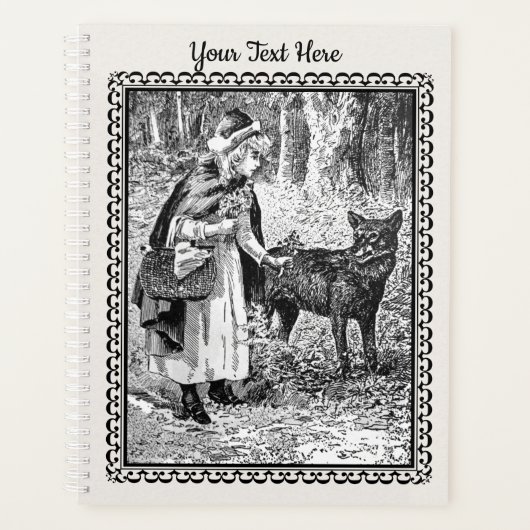 レッドライディングフードヴィンテージ白黒額縁スケッチ プランナー手帳 (正面)