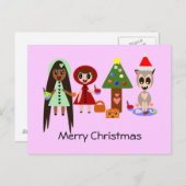 レッドライディングフード、クリスマスのラプンツェルパーティー シーズンポストカード (正面/裏面)