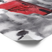 レッドライトハウスウォーターカラーシーンポスター ポスター (角)