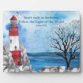 レッドライトハウスウォーターカラーシーン フォトプラーク (正面)