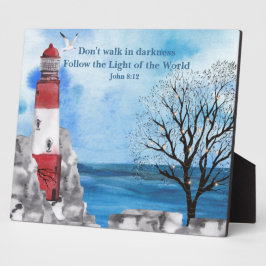 レッドライトハウスウォーターカラーシーン フォトプラーク