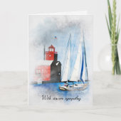 レッドライトハウス絵画と帆船 カード (正面)
