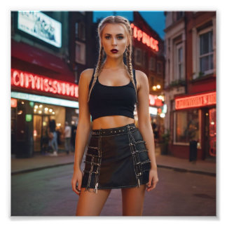 レッドライトブロンドピガテールオランダガール フォトプリント           