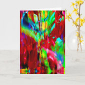レッドライムグリーン抽象芸術ドリーミーファンタジーフラワー カード (黄色い花)