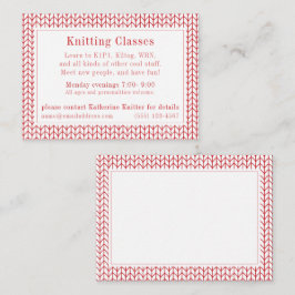 レッドラインニット「編み物クラス」の名刺 ノートカード