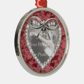 レッドラウンドダイヤモンドハートフレームオーナメント メタルオーナメント (右)