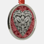 レッドラウンドデザイエレガントナーハートオーナメント メタルオーナメント (右)