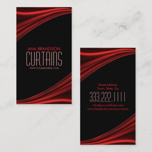 レッドラグジュアリーカーテンホームデコースタジオカード 名刺 (正面/裏面)