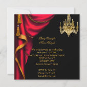 レッドラグジュアリー女性金ゴールドブラックハイヒールパーティー 招待状 (裏面)