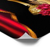 レッドラグジュアリー女性金ゴールドブラックポスター ポスター (角)