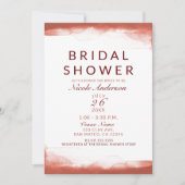 レッドラストクレイ水カラーシックブライダルシャワー 招待状 (正面)