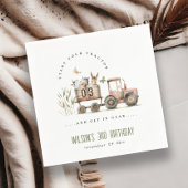 レッドラストファームアニマルズトラクター子供の誕生日 スタンダードカクテルナプキン