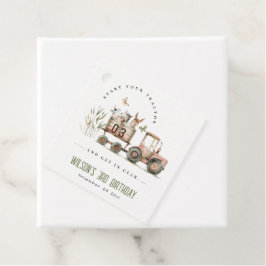 レッドラストファームアニマルズトラクター子供の誕生日 フェイバータグ