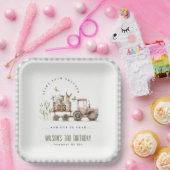 レッドラストファームアニマルズトラクター子供の誕生日 ペーパープレート (パーティー)