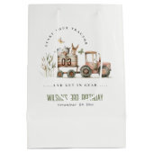 レッドラストファームアニマルズトラクター子供の誕生日 ミディアムペーパーバッグ (裏面)