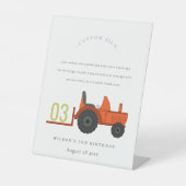 レッドラストファームトラクター子供の誕生日カスタムパーティー 台座サイン (正面)