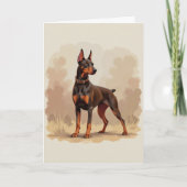 レッドラストブラウン ドーベルマンピンシャー 犬 カード (正面)